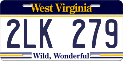 WV license plate 2LK279