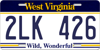 WV license plate 2LK426