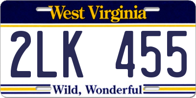 WV license plate 2LK455