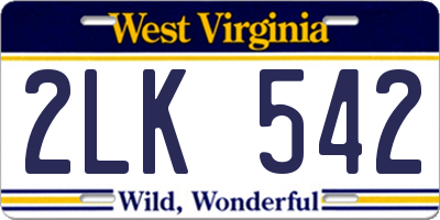 WV license plate 2LK542