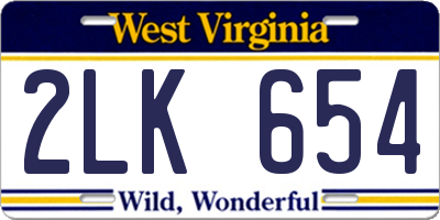 WV license plate 2LK654