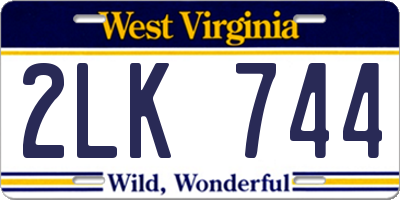 WV license plate 2LK744