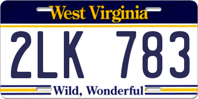 WV license plate 2LK783