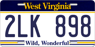 WV license plate 2LK898
