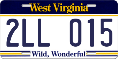 WV license plate 2LL015