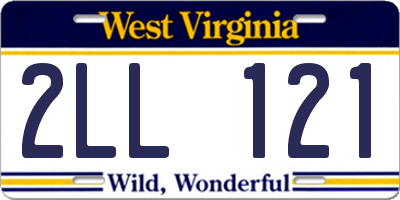 WV license plate 2LL121