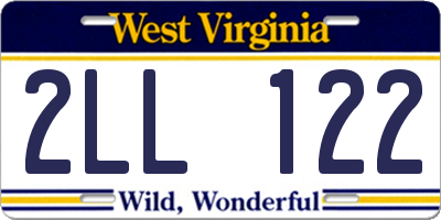 WV license plate 2LL122