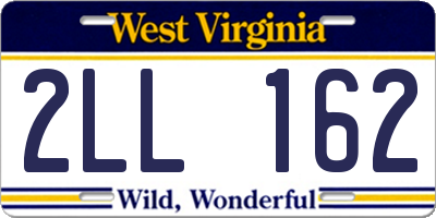 WV license plate 2LL162
