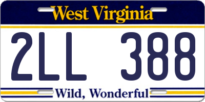 WV license plate 2LL388