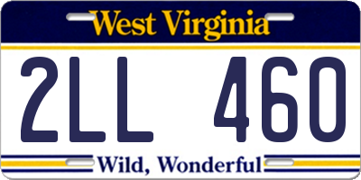 WV license plate 2LL460