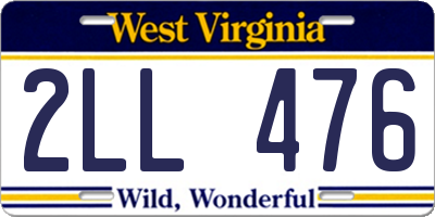 WV license plate 2LL476