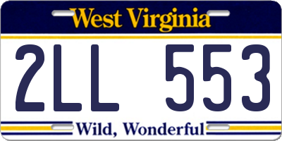WV license plate 2LL553