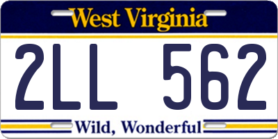 WV license plate 2LL562