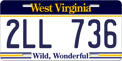 WV license plate 2LL736