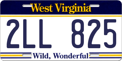WV license plate 2LL825