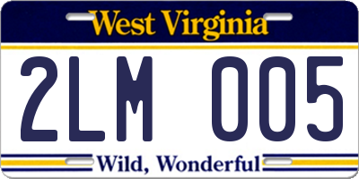 WV license plate 2LM005