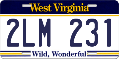 WV license plate 2LM231