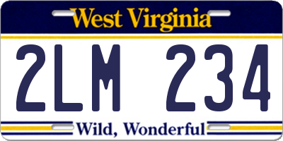 WV license plate 2LM234