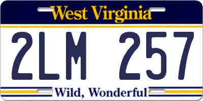 WV license plate 2LM257