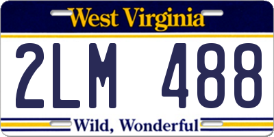 WV license plate 2LM488