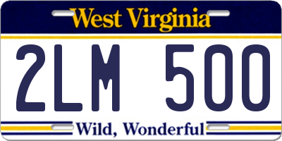 WV license plate 2LM500