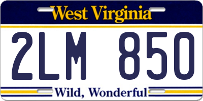 WV license plate 2LM850