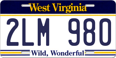 WV license plate 2LM980