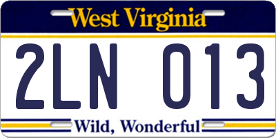 WV license plate 2LN013