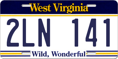 WV license plate 2LN141