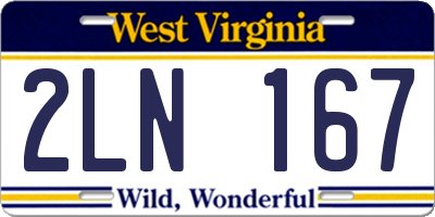 WV license plate 2LN167