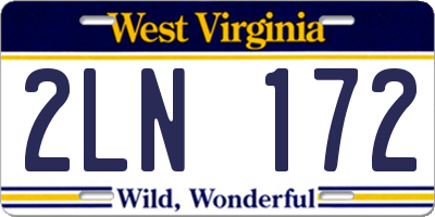 WV license plate 2LN172