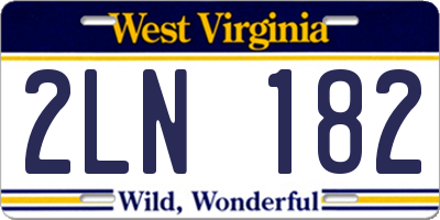 WV license plate 2LN182