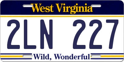 WV license plate 2LN227