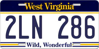 WV license plate 2LN286