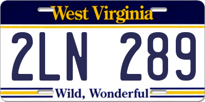 WV license plate 2LN289