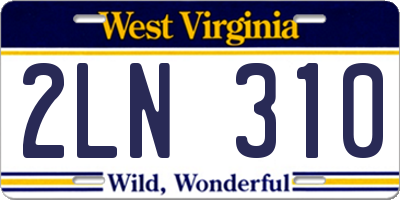 WV license plate 2LN310