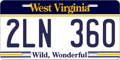 WV license plate 2LN360
