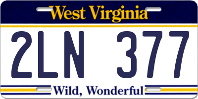 WV license plate 2LN377