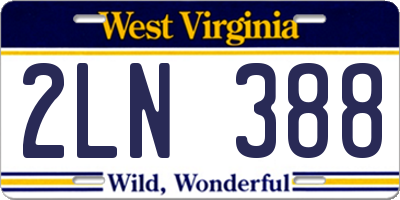 WV license plate 2LN388