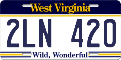 WV license plate 2LN420