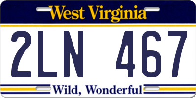 WV license plate 2LN467