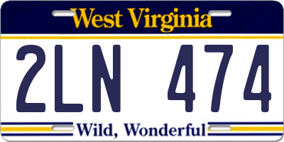 WV license plate 2LN474