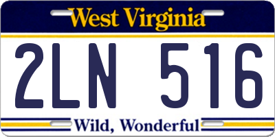 WV license plate 2LN516