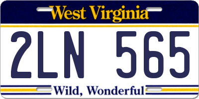 WV license plate 2LN565