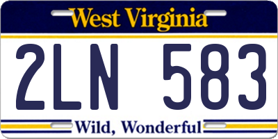 WV license plate 2LN583