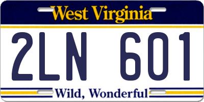 WV license plate 2LN601