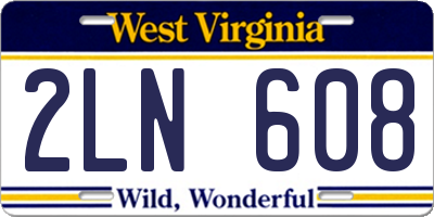 WV license plate 2LN608