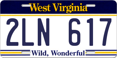 WV license plate 2LN617