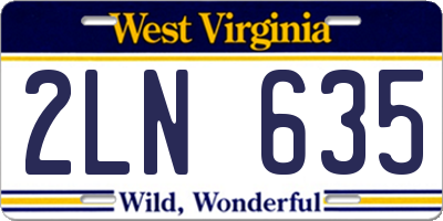 WV license plate 2LN635