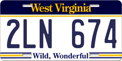 WV license plate 2LN674